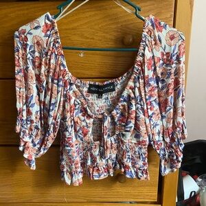 Kendall & Kylie Floral Blouse - Red, Blue, White